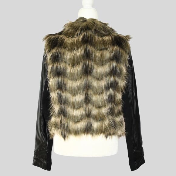 Guess Women's Faux Fur Leather Jacket With Removable Sleeves Size M - Picture 3 of 8